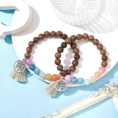 Tree of Life Gemstone and Wood Bracelet - Gracelets